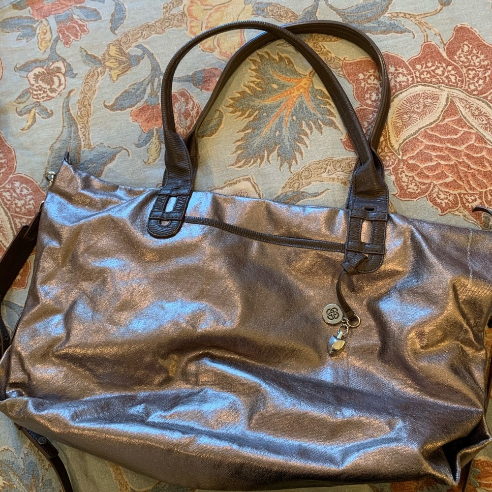 Stella and Dot pewter shoulder/crossbody bag.